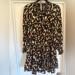 Nine West Black and Tan Patterned Dress